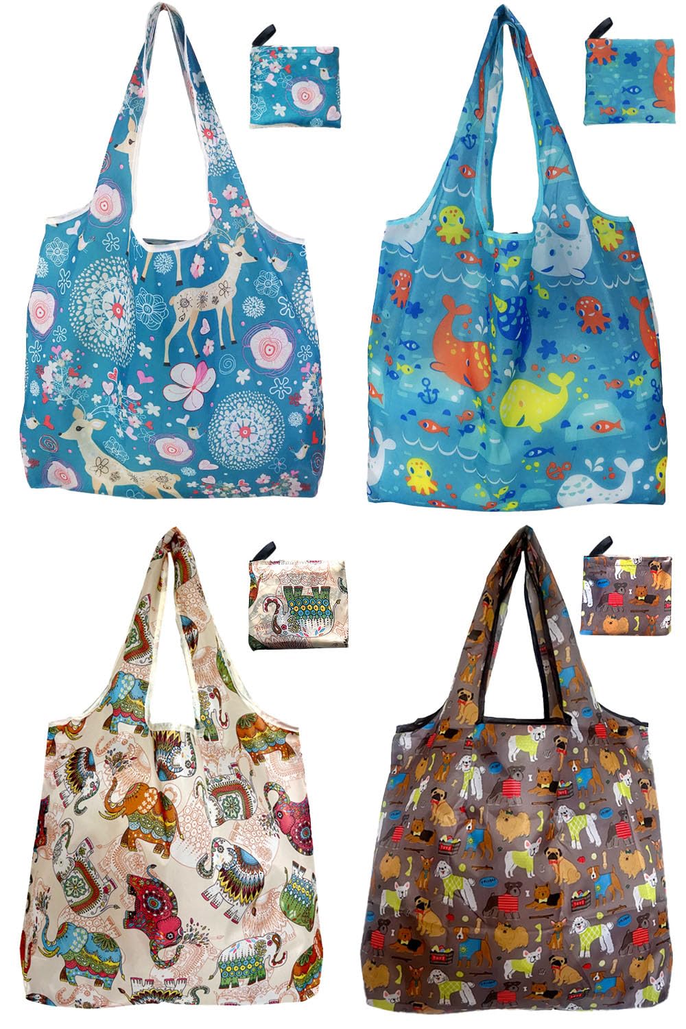 Reusable Grocery Bags, 6 Pack 50Lbs Foldable Fashion Washable Shopping Bags, Large Boho Tote Bags For Groceries, Bulk Market Cloth Storage Bags, Utility Aesthetic Personalized Gifts For Women
