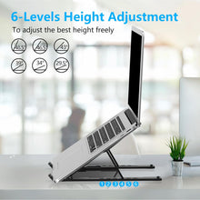 Adjustable Laptop Stand, Portable Laptop Riser for Desk, ABS+Silicone Foldable Ventilated Cooling Notebook Holder Stand for 10-15.6” Laptops, Tablets