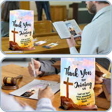 Supervitae 108 Pcs/36 Sets Church Welcome Gift Pockets Bulk Church Visitor Gifts 36 Religious Brochure Bags with Handle 36 Thank You for Joining Us Ballpoint Pen 36 Bookmark for Christian Supplies