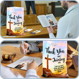 Supervitae 108 Pcs/36 Sets Church Welcome Gift Pockets Bulk Church Visitor Gifts 36 Religious Brochure Bags with Handle 36 Thank You for Joining Us Ballpoint Pen 36 Bookmark for Christian Supplies