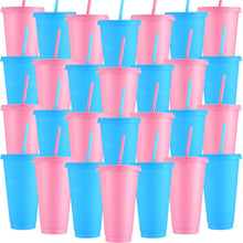 Honeydak 15 Pack Tumbler with Straw and Lid Bulk Cups for Gifts Water Bottle Iced Coffee Travel Mug Cup Reusable Plastic Tumblers for Party Birthdays 24-27 oz (Solid Color)