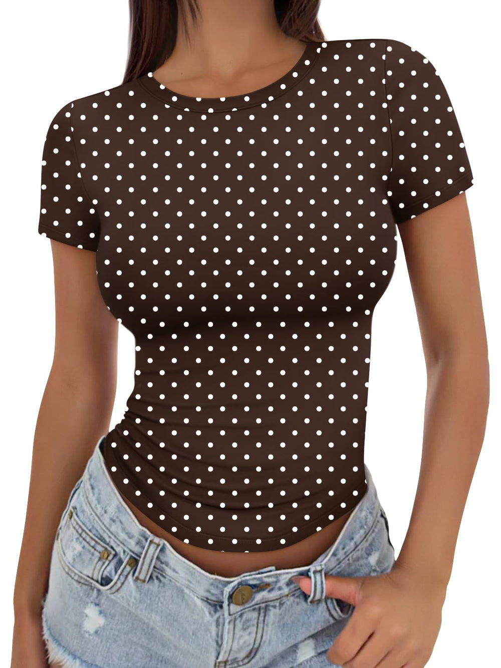 Trendy Queen Womens Basic T Shirts - Stretchy Soft Slim Fit Short Sleeve Y2k Cute Summer Crop Workout Tops