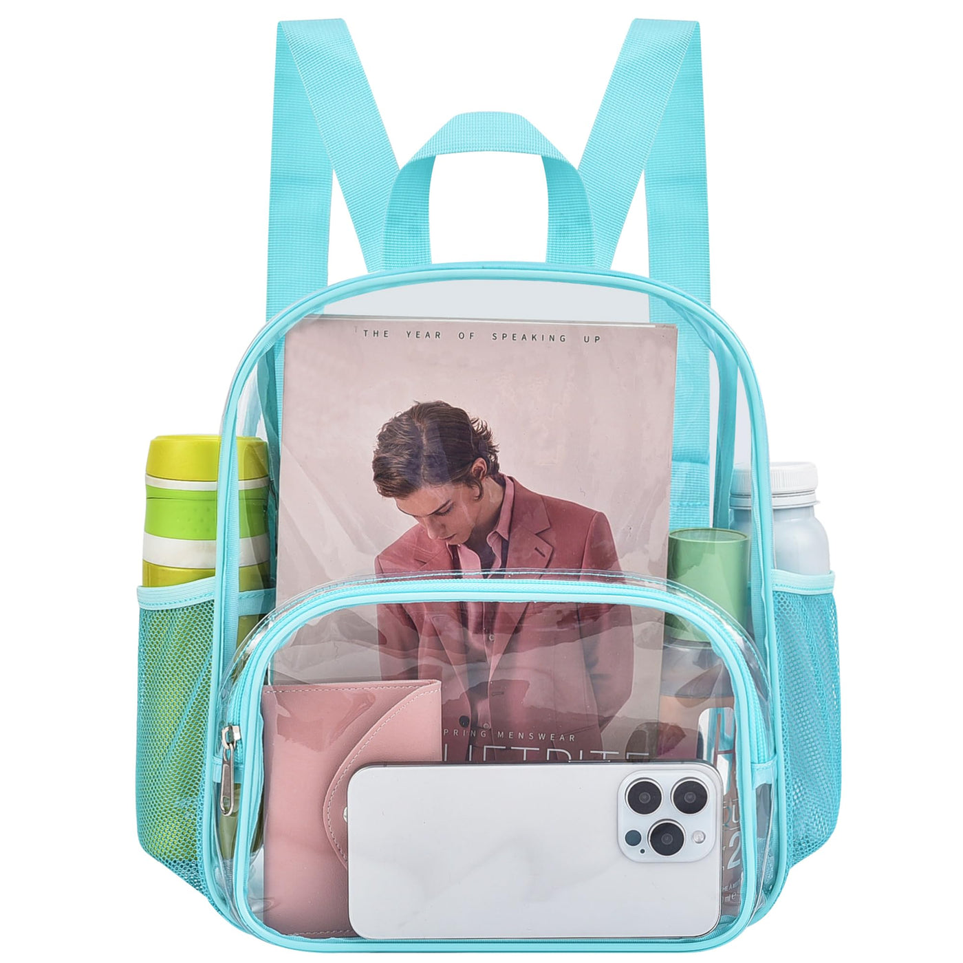Busiuw Clear Backpack for Stadium Events Stadium Approved Clear Backpack 12x12x6 with Front Pocket for Concert Sport Fashion Women Backpack Events Work Travel