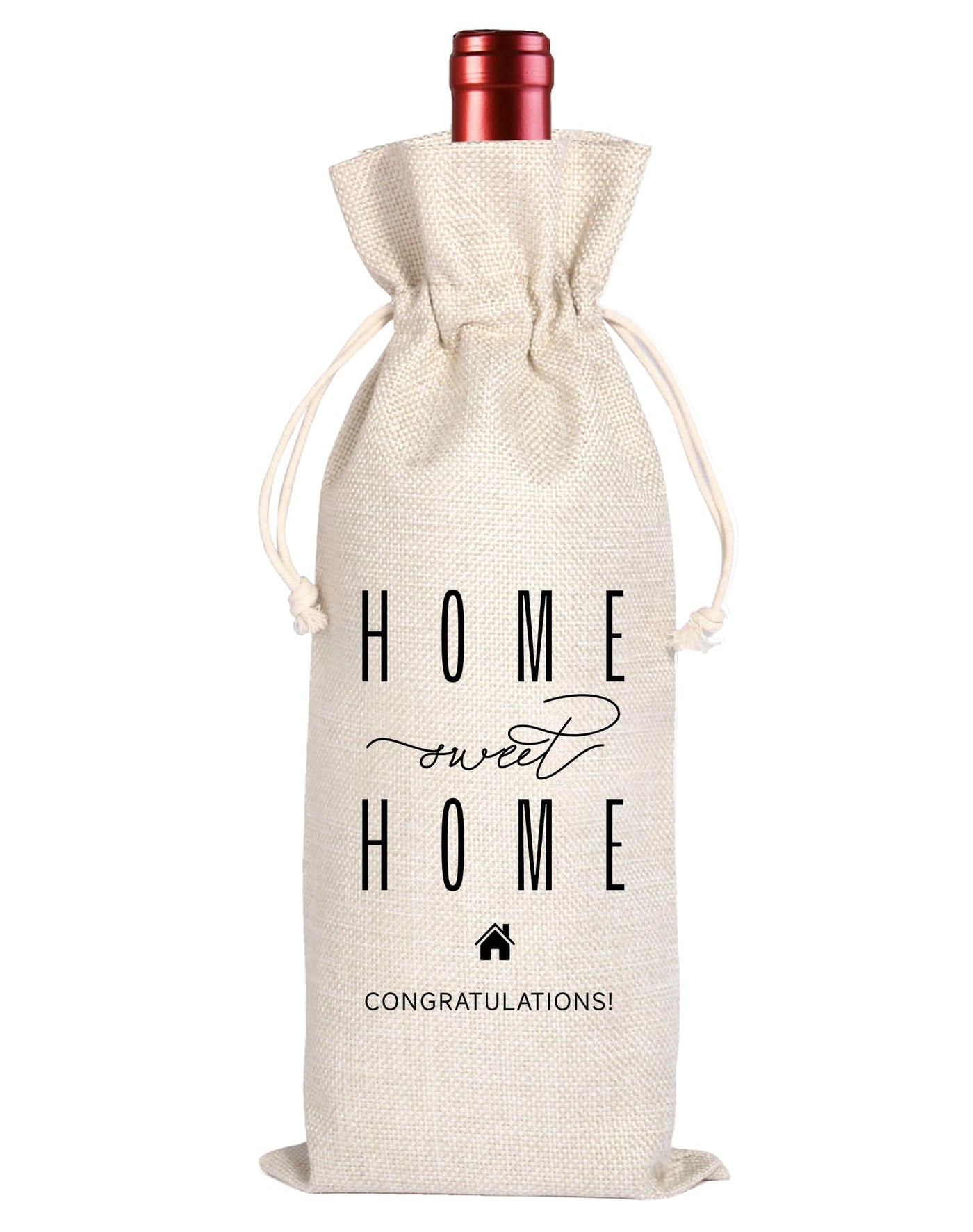 House Warming Gifts New Home Gifts,House Homeowner Gift,Realtor Gift to Clients,Sweet Home Congrats,Housewarming Party Decorations,Wine Gift Bags for Women Men Friends Homeowner (Beige-Home)