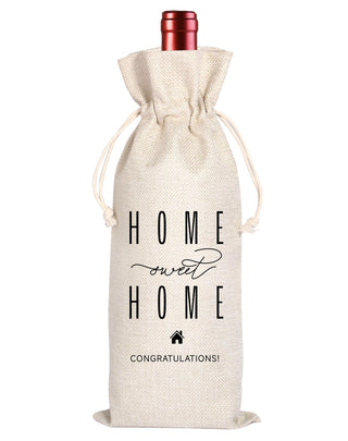House Warming Gifts New Home Gifts,House Homeowner Gift,Realtor Gift to Clients,Sweet Home Congrats,Housewarming Party Decorations,Wine Gift Bags for Women Men Friends Homeowner (Beige-Home)