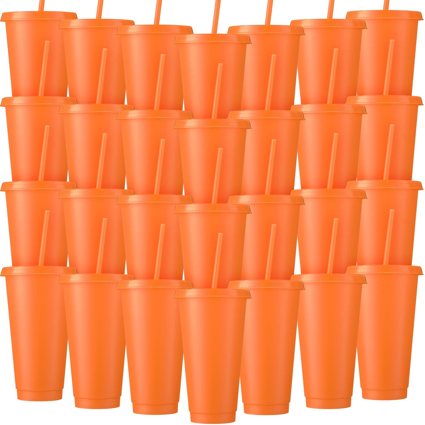 Honeydak 15 Pack Tumbler with Straw and Lid Bulk Cups for Gifts Water Bottle Iced Coffee Travel Mug Cup Reusable Plastic Tumblers for Party Birthdays 24-27 oz (Solid Color)