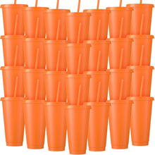 Honeydak 15 Pack Tumbler with Straw and Lid Bulk Cups for Gifts Water Bottle Iced Coffee Travel Mug Cup Reusable Plastic Tumblers for Party Birthdays 24-27 oz (Solid Color)