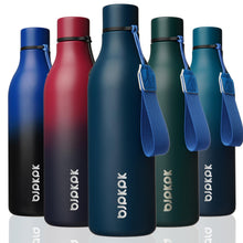 BJPKPK Insulated Water Bottles, 18 oz Stainless Steel Metal Water Bottle with Strap, BPA Free Leak Proof Jugs, Mugs, Flasks, Reusable Thermal Flasks for Sports & Travel, Orange