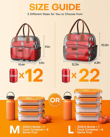 HOTOR Lunch Bag for Women & Men - Wear-Resistant Insulated Lunch Box with Large Capacity, Multi-Functional Cooler Bag for Office, Picnic, Black, 10L,10.60" x 5.90" x 9.50"