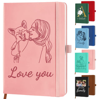STREADVE Personalized Journal Notebook with Logo Photo Custom Journaling Notebook for Women Men College Ruled Notebooks Design Leather Lined Journals Gift for Work School Business Church