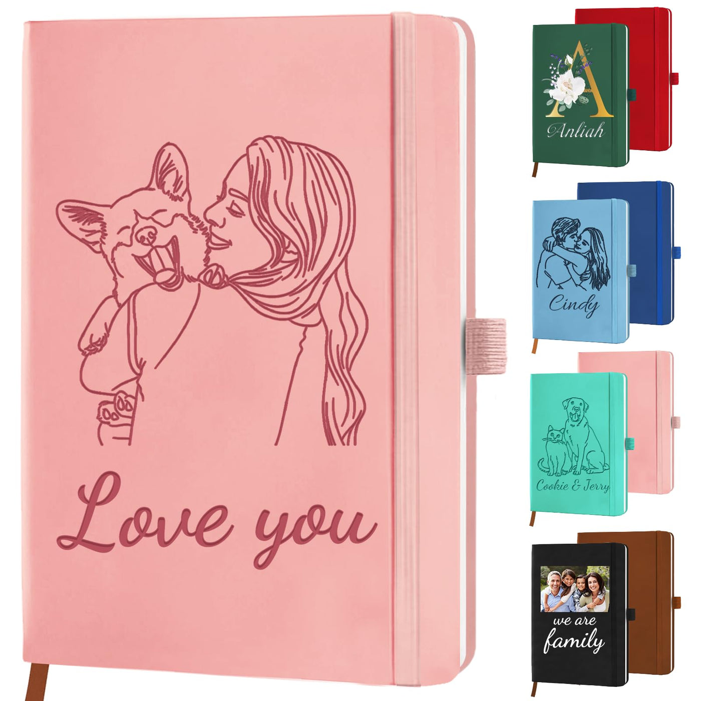 Personalized Journal Notebook with Initials Name Custom Journaling Notebook for Women Daughter Customized College Ruled Notebooks Lined Journals Gift for Mothers Day Mom Her Birthday Graduation