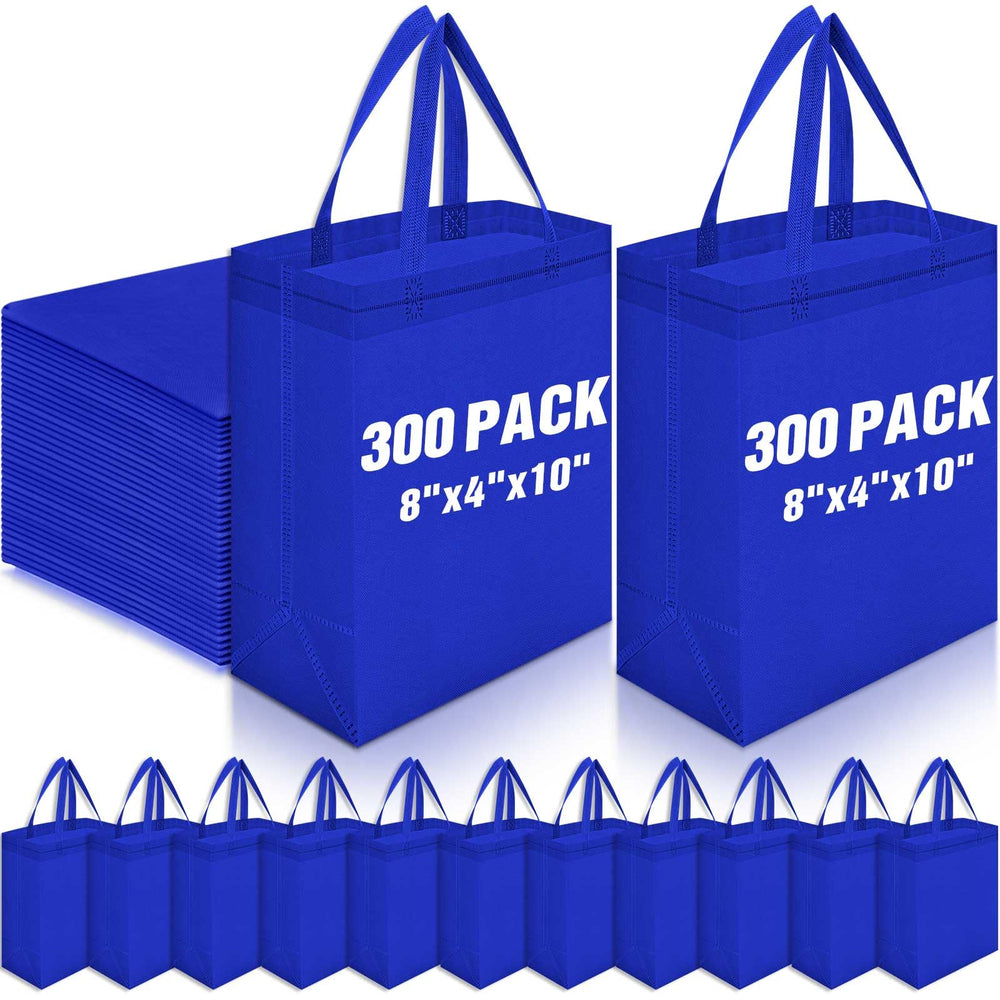 Windyun 50 Pcs Reusable Tote Bag Bulk 8 x 4 x 10 Inch Non Woven Shopping Bag with Handle Reusable Portable Grocery Gift Tote (Black)