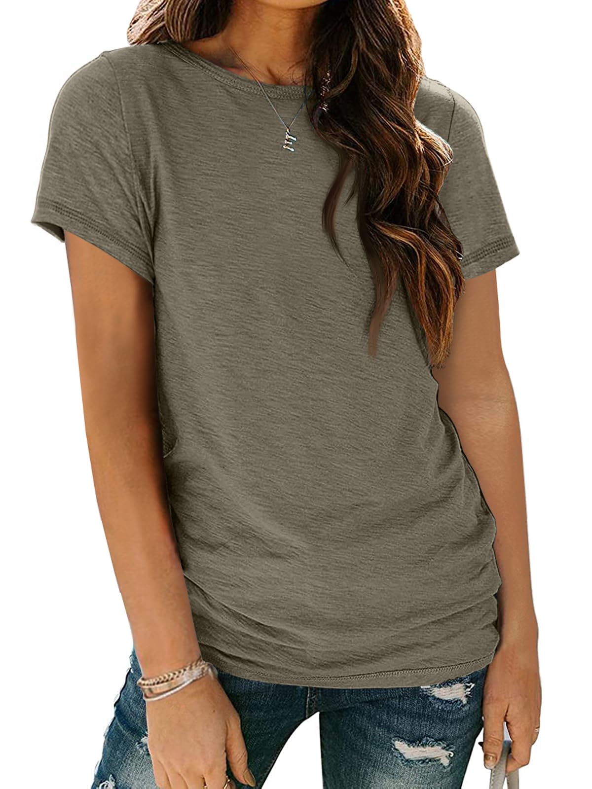 AUTOMET Women's Short Sleeve Shirts Summer Tops Crew Neck Basic Tees Casual Tshirts