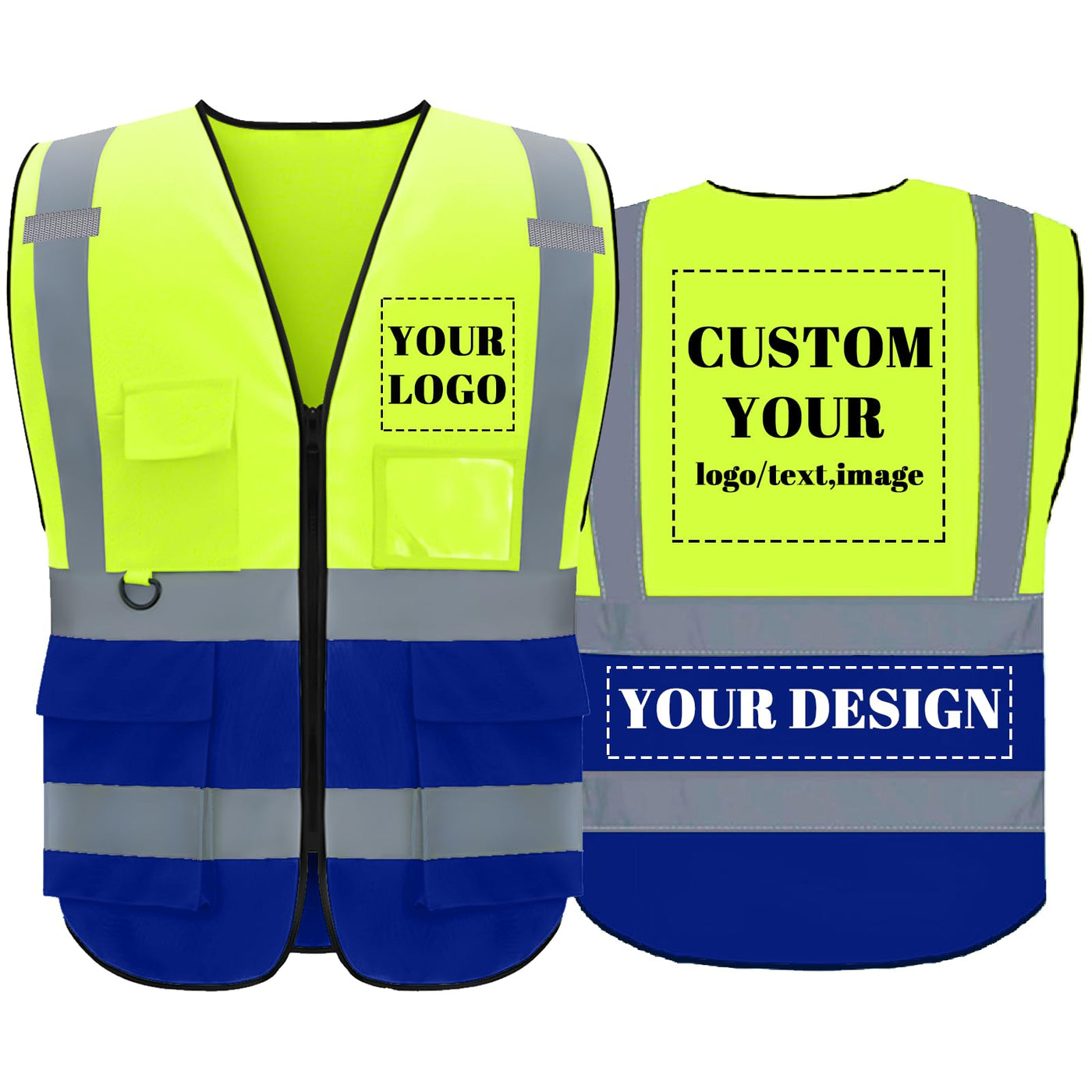 BeautyWill Custom Safety Vest Logo Class 2 High Visibility Reflevtive Vest Outdoor Protective Workwear