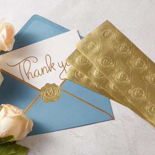 300 Pieces Embossed Gold Foil Stickers, Gold Heart-Love | For Envelopes, Wedding Invitations, Christmas Greeting Cards