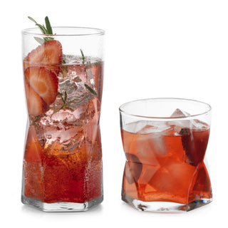 Libbey Ascent Tumbler and Rocks Drinking Glasses Set of 16, Glass Drinking Glasses with Curvature, Versatile Glassware Set for Parties and More