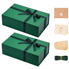 LIFELUM Green Gift Box for Presents 1 Pack 13.85 x 8.35 x 4.45 inch Big Decorative Large Gift Box for Clothes with Magnetic Lids Luxury Accessories Card, Ribbon, Filler,Sticker