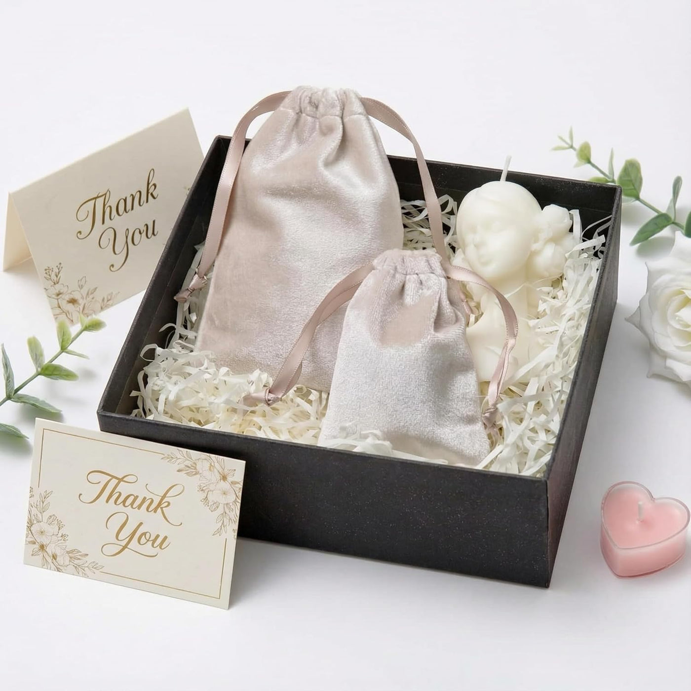 QIANF 12pcs Light Champagne Velvet Drawstring Bags 4x6 inches Glossy Small Velvet Cloth Gift Bags Jewelry Pouches for Storage Wedding Party Favor Christmas