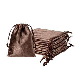 QIANF 12pcs Light Champagne Velvet Drawstring Bags 4x6 inches Glossy Small Velvet Cloth Gift Bags Jewelry Pouches for Storage Wedding Party Favor Christmas