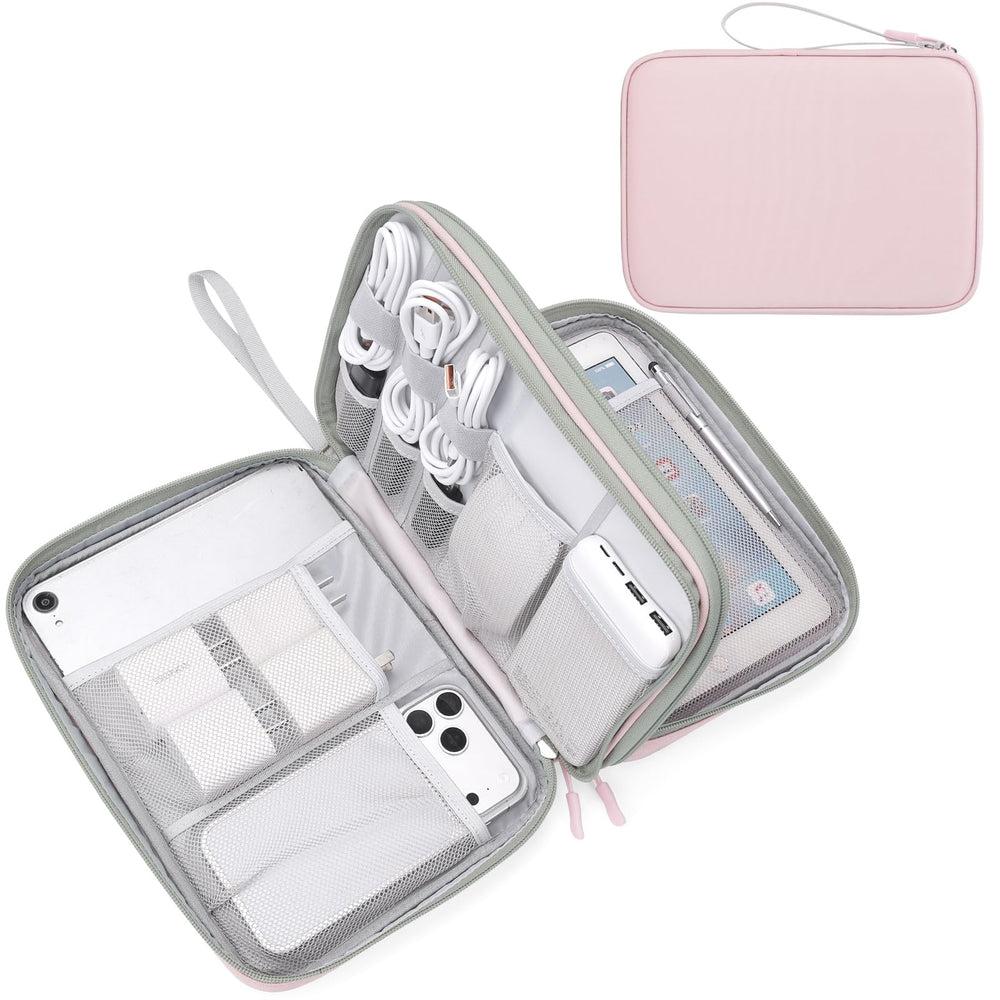 FYY Travel Cable Organizer Pouch Electronic Accessories Carry Case Portable Waterproof Double Layers All-in-One Storage Bag for Cord, Charger, Phone, Earphone Black