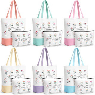 Aliceset 12 Pcs Christian Religious Gift for Women Bulk Included Bible Verse Canvas Tote Bag with Cosmetic Bag for Her Women Sister Mom Wife Birthday Mothers Day(Classic)