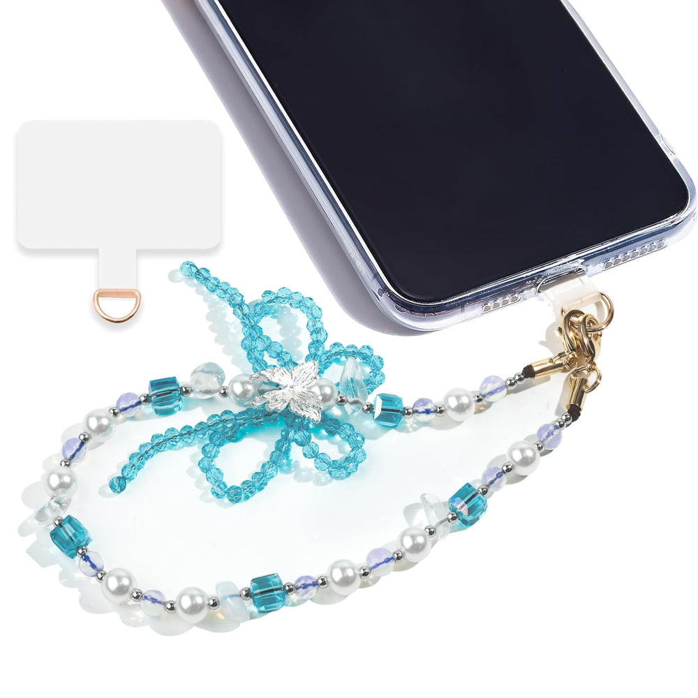 Marble Beaded Phone Wrist Strap,Detachable Phone Bracelet Strap with Tether Tab,Hands-Free Wristlet Strap (Rose Quartz)