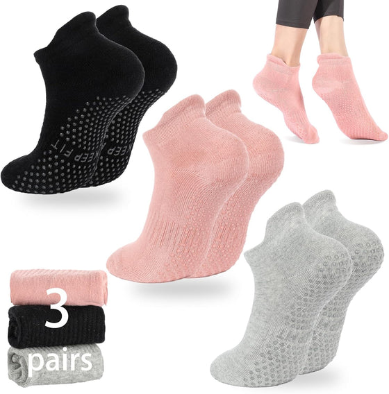 loudashuaiqi Grip Pilates Socks Non Slip Athletic Yoga Socks with Grips for Women Grippy socks for Hospital Workout Barre