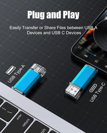 KOOTION USB C Flash Drive 64GB 2 in 1 OTG USB 3.0/Type C Thumb Drive Dual Drive USB C Memory Stick for Smartphone Laptop Tablet PC, Blue