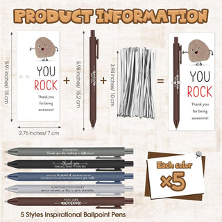 Sayglossy 25 Sets You Rock Pens Gifts Bulk Employee Appreciation Gifts Ballpoint Pens and Inspirational Card for Graduation Teacher Students Father Day Team Office Coworker Staff