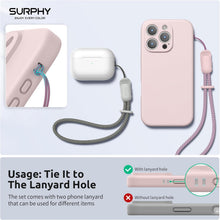 SURPHY 2 Pack Phone Lanyard for Cellphone Case, Phone Wrist Strap for Case, Cellphone Strap with 2-Color Braided, Charm Wrist Lanyard for Women and Men, Pink & Gray