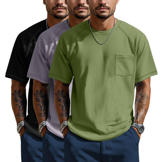 Neer 3 Pack Big and Tall Shirts for Men with Pocket XL-5XL Plus Size Crew Neck Raglan Short Sleeve Summer Casual T Shirts Tee
