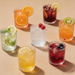 Hobnail Drinking Glasses Set of 8，Includes 12-ounce beer glasses and 10-ounce cocktail glasses.Kitchen Water Glass Cup,Bar Tumbler Glassware Set for Whiskey, Beer, Cocktail, Juice, Milk