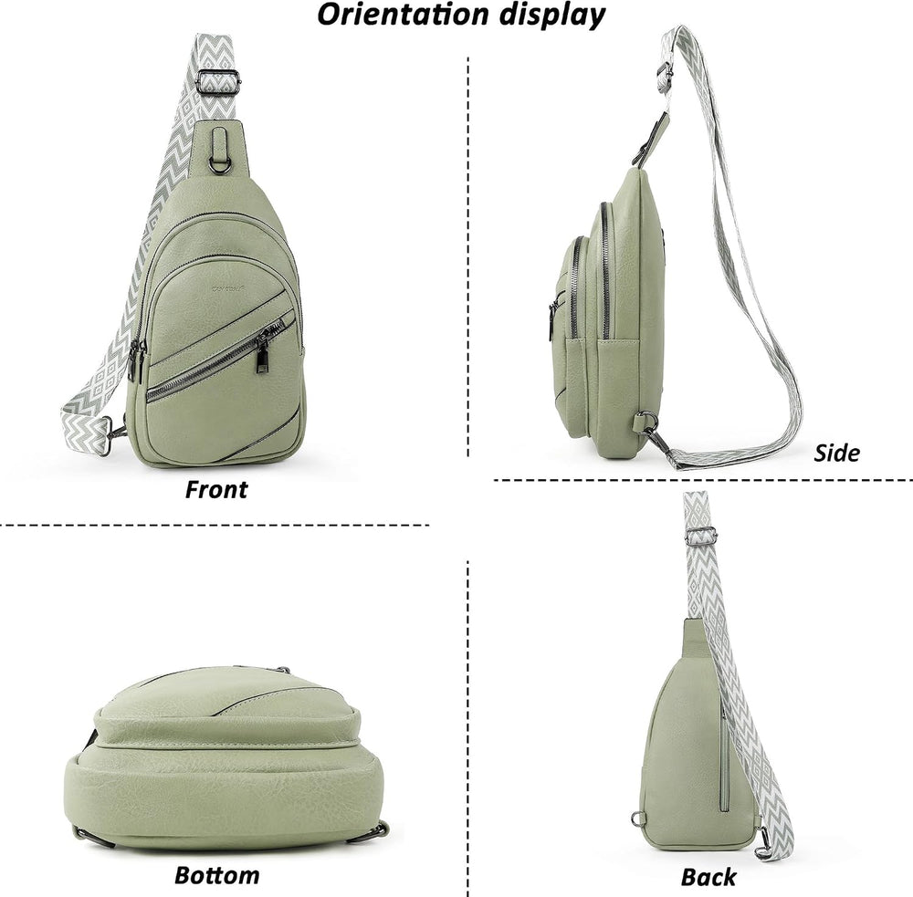 TANTOMI Sling Bag Crossbody Bags for Women Leather Cross Body Bag Trendy Fanny Pack Chest Travel Purse with Adjustable Strap