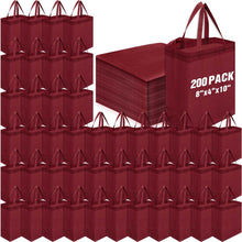 Windyun 50 Pcs Reusable Tote Bag Bulk 8 x 4 x 10 Inch Non Woven Shopping Bag with Handle Reusable Portable Grocery Gift Tote (Black)