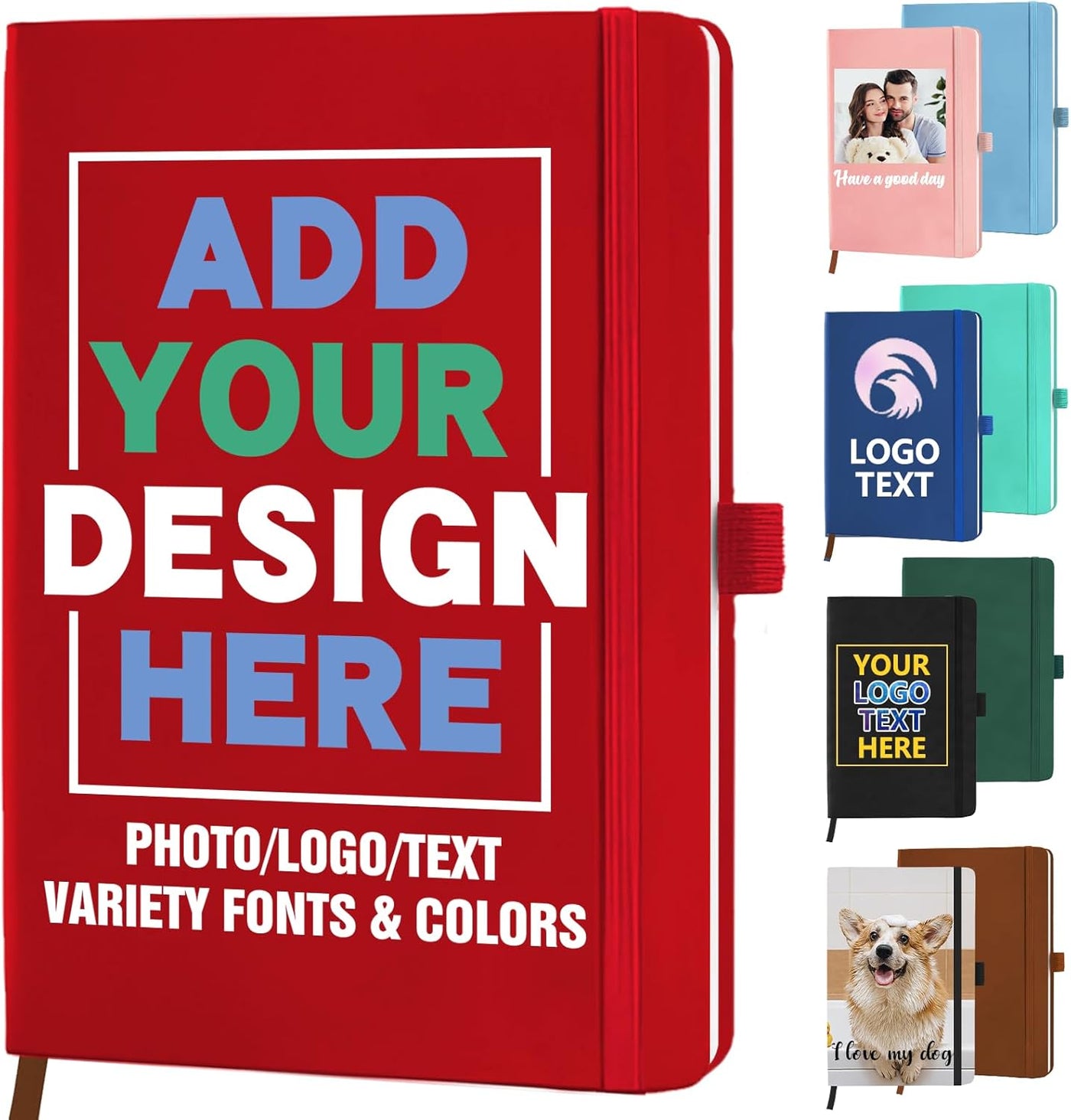 STREADVE Personalized Journal Notebook with Logo Photo Custom Journaling Notebook for Women Men College Ruled Notebooks Design Leather Lined Journals Gift for Work School Business Church