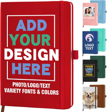 STREADVE Personalized Journal Notebook with Logo Photo Custom Journaling Notebook for Women Men College Ruled Notebooks Design Leather Lined Journals Gift for Work School Business Church