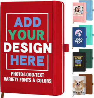 STREADVE Personalized Journal Notebook with Logo Photo Custom Journaling Notebook for Women Men College Ruled Notebooks Design Leather Lined Journals Gift for Work School Business Church