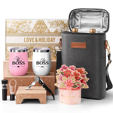Mr and Mrs Gifts for Couples, Wedding Anniversary Set with Custom Wine Tumblers & Tote, Wine Lovers Gifts for Him Her, Birthday, Mothers Day, Vow Renewal (Great Day-Have a Nice Day)