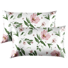 EXQ Home Silky Satin Pillowcase for Hair and Skin,Printed Pillow Cases Standard Size Set of 2 Satin Pillow Case 2 Pack with Envelope Closure(Ink Leaf, 20x26)