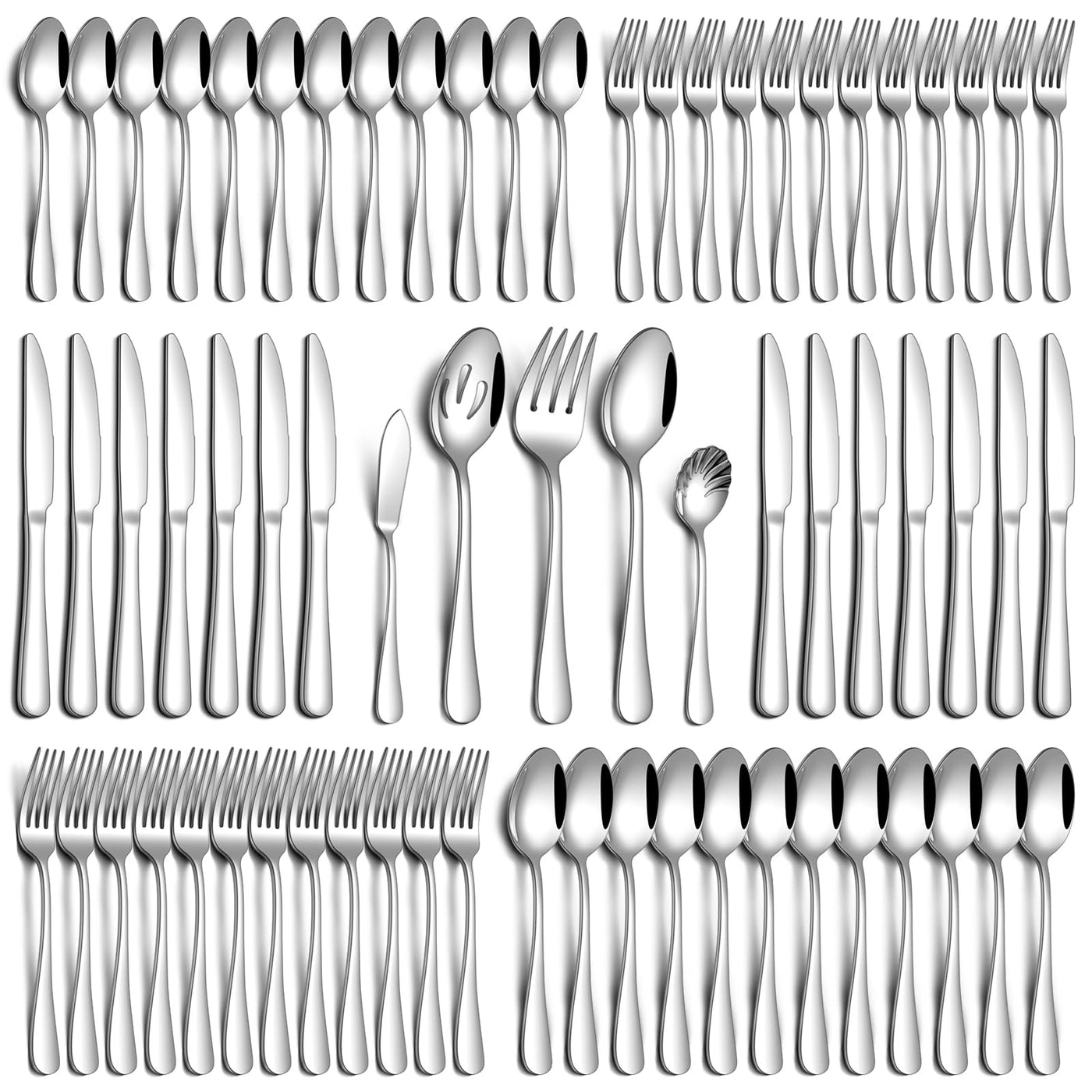 PHILIPALA 20 Piece Silverware Set, Stainless Steel Flatware Set for 4 Food Grade Novelty Flatware Cutlery Utensil Set Include Knife Fork Spoon Mirror Polished Dishwasher Safe