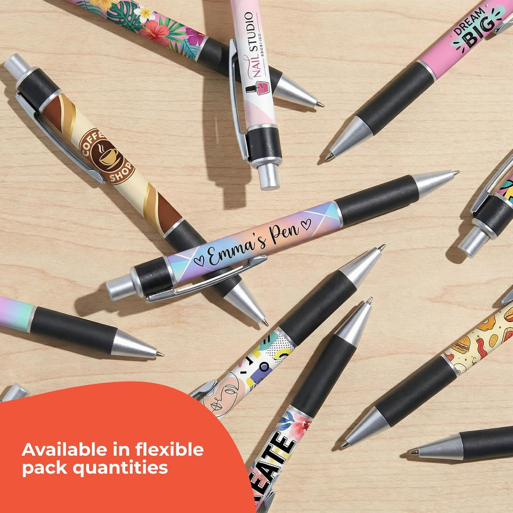Personalized Ballpoint Pens, Customizable Writing Pens with Photo, Name or Text, Black Ink, Rubber Grip, Retractable, White, for Desk Accessories, Gifts, Party Favors, School Supplies