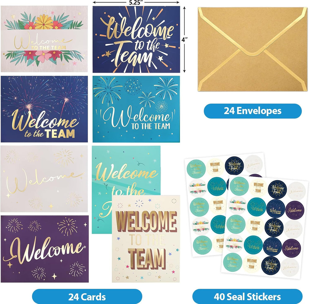 Fancy Land Welcome to the Team Cards 24 Pack Gold Foil Work Cards with Envelopes New Employees Welcome Cards