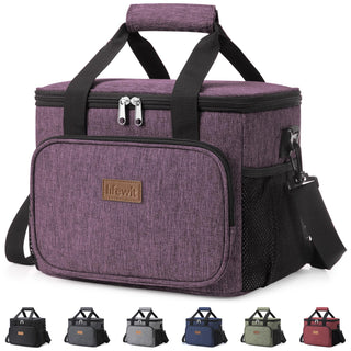 Lifewit Medium Lunch Bag, Insulated Lunch Box, Soft Cooler Cooling Tote for Adult Men Women, Black 12-Can (9L)