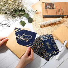 Fumete 72 Sets Bulk Welcome Card Golden for Guest with Kraft Envelope Sticker Blank 6x4 in Interior Welcomes Note Card Paper Hotel Business Greeting Postcard Wedding Employee Team (Blue)
