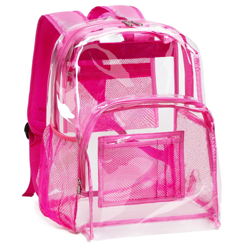 Vorspack Clear Backpack Heavy Duty PVC Transparent Backpack with Reinforced Strap Stitches & Large Capacity for College Workplace Security - Black