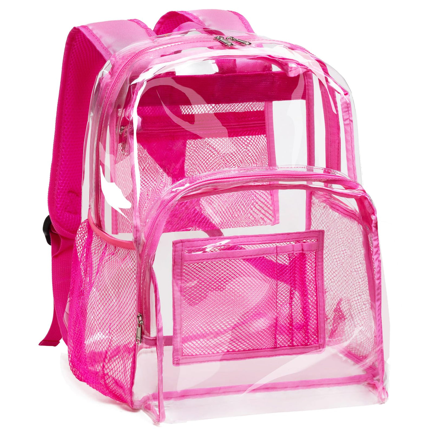 Vorspack Clear Backpack Heavy Duty PVC Transparent Backpack with Reinforced Strap Stitches & Large Capacity for College Workplace Security - Black