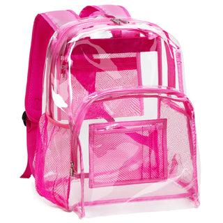 Vorspack Clear Backpack Heavy Duty PVC Transparent Backpack with Reinforced Strap Stitches & Large Capacity for College Workplace Security - Black