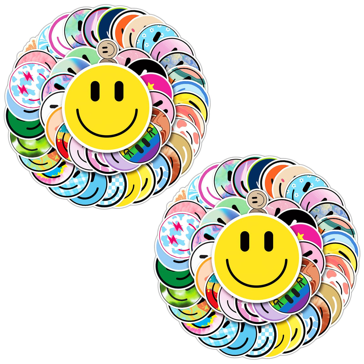 50PCS Smiling Stickers, Cute Water Bottle Stickers for Kids, for Teaching Rewards, Notebooks, Stationery, Luggage, Cartoon PVC Happy Stickers