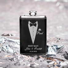 Groomsmen Gifts, Personalized Hip Flasks, Groomsmen Proposal, 6 Oz Engraved Leatherette Flasks for Men, Best Man Gifts for Wedding, Groomsmen Gifts for Wedding - Black #2