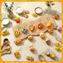 16 Pcs Squeeze Keychains Gifts Bulk, Cute Slow Rise Stress Hamburger Popcorn Taco Ice Cream Pizza Smore Kawaii Food Keychains for Birthday Party Favors